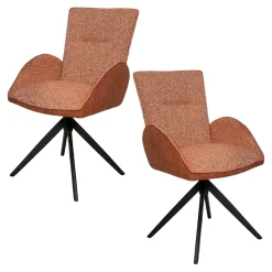 Fauteuil de table pivotant rouille, bi-matière (lot de 2) AGADE