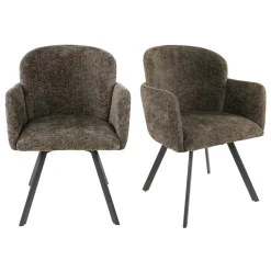 Fauteuil de table pivotant taupe texturé (lot de 2) CREEK