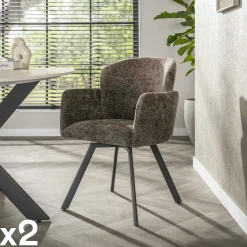 Fauteuil de table pivotant taupe texturé (lot de 2) CREEK