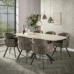 Fauteuil de table pivotant taupe texturé (lot de 2) CREEK