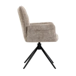Fauteuil de table pivotant taupe en tissu texturé (x2) RIVANO
