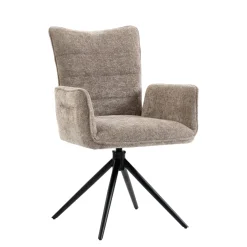 Fauteuil de table pivotant taupe en tissu texturé (x2) RIVANO