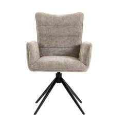 Fauteuil de table pivotant taupe en tissu texturé (x2) RIVANO