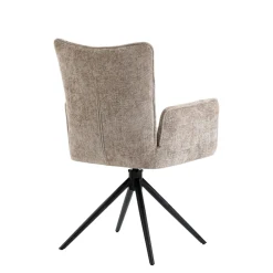 Fauteuil de table pivotant taupe en tissu texturé (x2) RIVANO