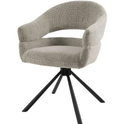 Fauteuil de table pivotant taupe à dos ouvert (lot de 2) IENA