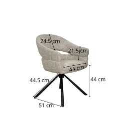 Fauteuil de table pivotant taupe à dos ouvert (lot de 2) IENA
