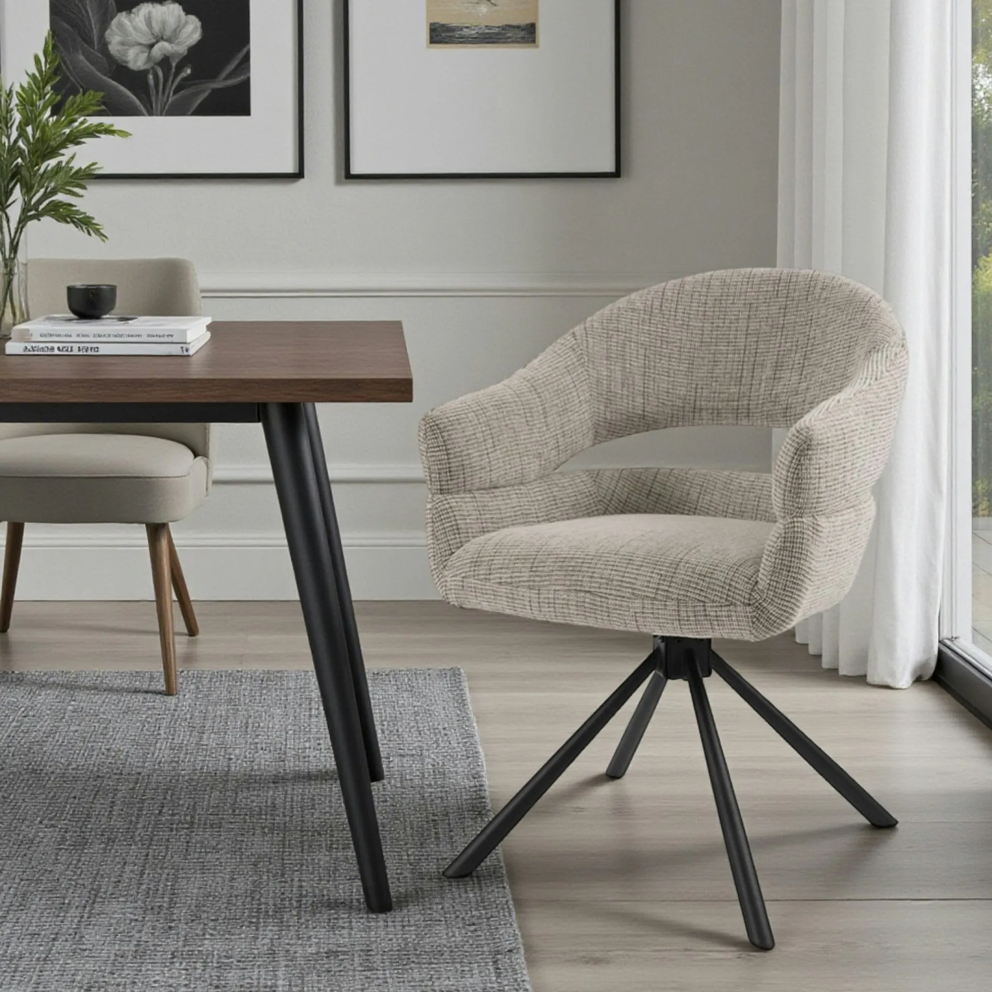 Fauteuil de table pivotant taupe à dos ouvert (lot de 2) IENA