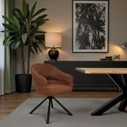 Fauteuil de table pivotant terracotta à dos ouvert (lot de 2) IENA