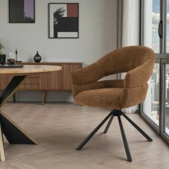 Fauteuil de table pivotant terracotta à dos ouvert (lot de 2) IENA