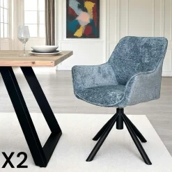 Fauteuil de table pivotant tissu bleu (lot de 2) IENA