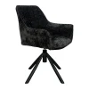 Fauteuil de table pivotant tissu noir (lot de 2) IENA