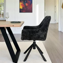 Fauteuil de table pivotant tissu noir (lot de 2) IENA