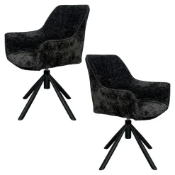 Fauteuil de table pivotant tissu noir (lot de 2) IENA