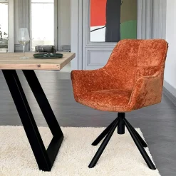 Fauteuil de table pivotant tissu terracotta (lot de 2) IENA