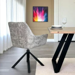 Fauteuil de table pivotant tissu gris (lot de 2) IENA