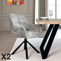 Fauteuil de table pivotant tissu gris (lot de 2) IENA