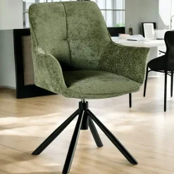 Fauteuil de table pivotant tissu vert (lot de 2) IENA
