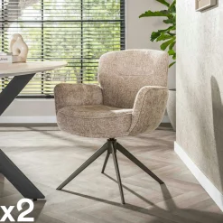 Fauteuil de table pivotant tissu chenille sable (x2) ASCOLI