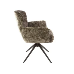 Fauteuil de table pivotant tissu chenille brun chaud (x2) ASCOLI
