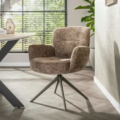 Fauteuil de table pivotant tissu chenille brun chaud (x2) ASCOLI