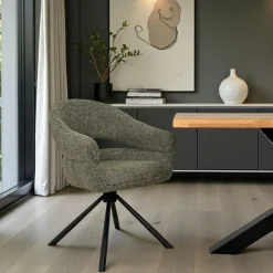 Fauteuil de table pivotant vert à dos ouvert (lot de 2) IENA