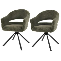 Fauteuil de table pivotant vert à dos ouvert (lot de 2) IENA