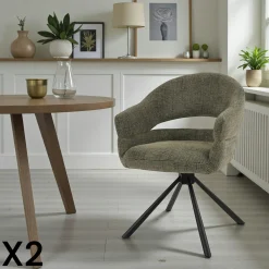 Fauteuil de table pivotant vert à dos ouvert (lot de 2) IENA