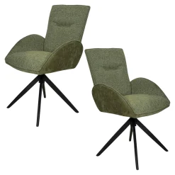 Fauteuil de table pivotant vert, bi-matière (lot de 2) AGADE