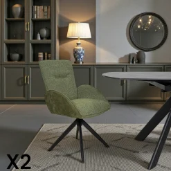 Fauteuil de table pivotant vert, bi-matière (lot de 2) AGADE