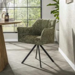 Fauteuil de table pivotant vert chiné (lot de 2) MELBOURNE