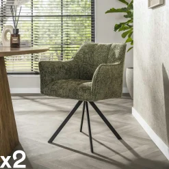 Fauteuil de table pivotant vert chiné (lot de 2) MELBOURNE