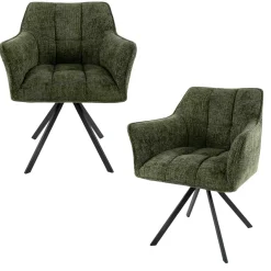 Fauteuil de table pivotant vert chiné (lot de 2) MELBOURNE