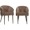 Fauteuil de table taupe dos rond avec galon (lot de 2) TREVI