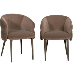 Fauteuil de table taupe dos rond avec galon (lot de 2) TREVI