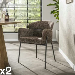 Fauteuil de table taupe dossier rond (lot de 2) GALWAY