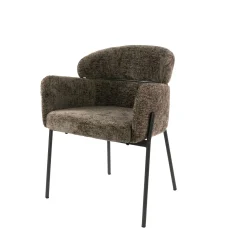 Fauteuil de table taupe dossier rond (lot de 2) GALWAY