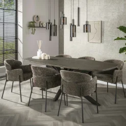 Fauteuil de table taupe dossier rond (lot de 2) GALWAY