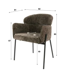 Fauteuil de table taupe dossier rond (lot de 2) GALWAY