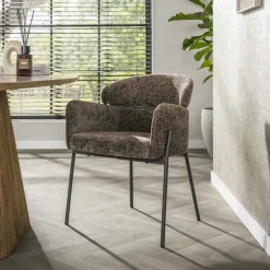 Fauteuil de table taupe dossier rond (lot de 2) GALWAY