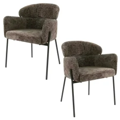 Fauteuil de table taupe dossier rond (lot de 2) GALWAY