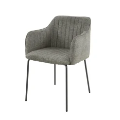 Fauteuil de table taupe en tissu à larges côtes (lot de 2) NOVA