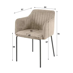 Fauteuil de table taupe en tissu à larges côtes (lot de 2) NOVA