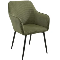 Fauteuil de table tissu cotelé vert (lot de 2) MALMOE