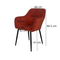 Fauteuil de table tissu cotelé terracotta (lot de 2) MALMOE
