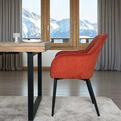 Fauteuil de table tissu cotelé terracotta (lot de 2) MALMOE