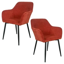 Fauteuil de table tissu cotelé terracotta (lot de 2) MALMOE