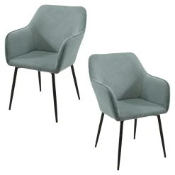 Fauteuil de table tissu cotelé bleu (lot de 2) MALMOE