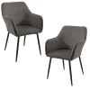 Fauteuil de table tissu cotelé gris (lot de 2) MALMOE