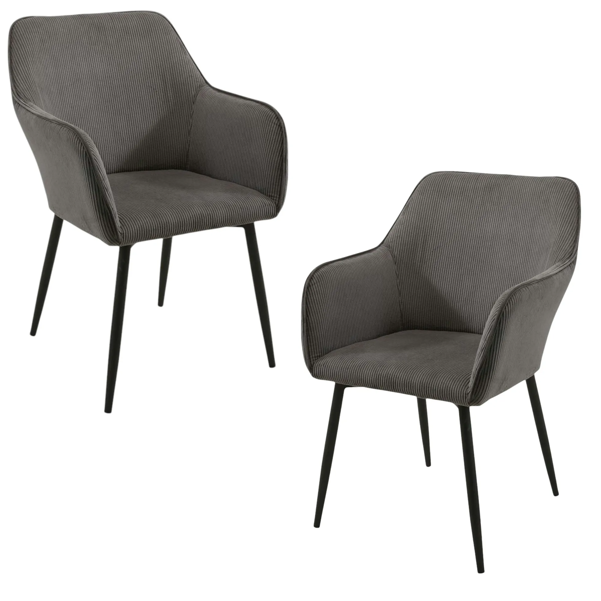 Fauteuil de table tissu cotelé gris (lot de 2) MALMOE