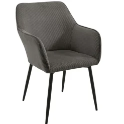 Fauteuil de table tissu cotelé gris (lot de 2) MALMOE